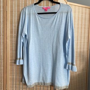 Baby Blue Lilly Pulitzer Lightweight Sweater with sparkle detailing